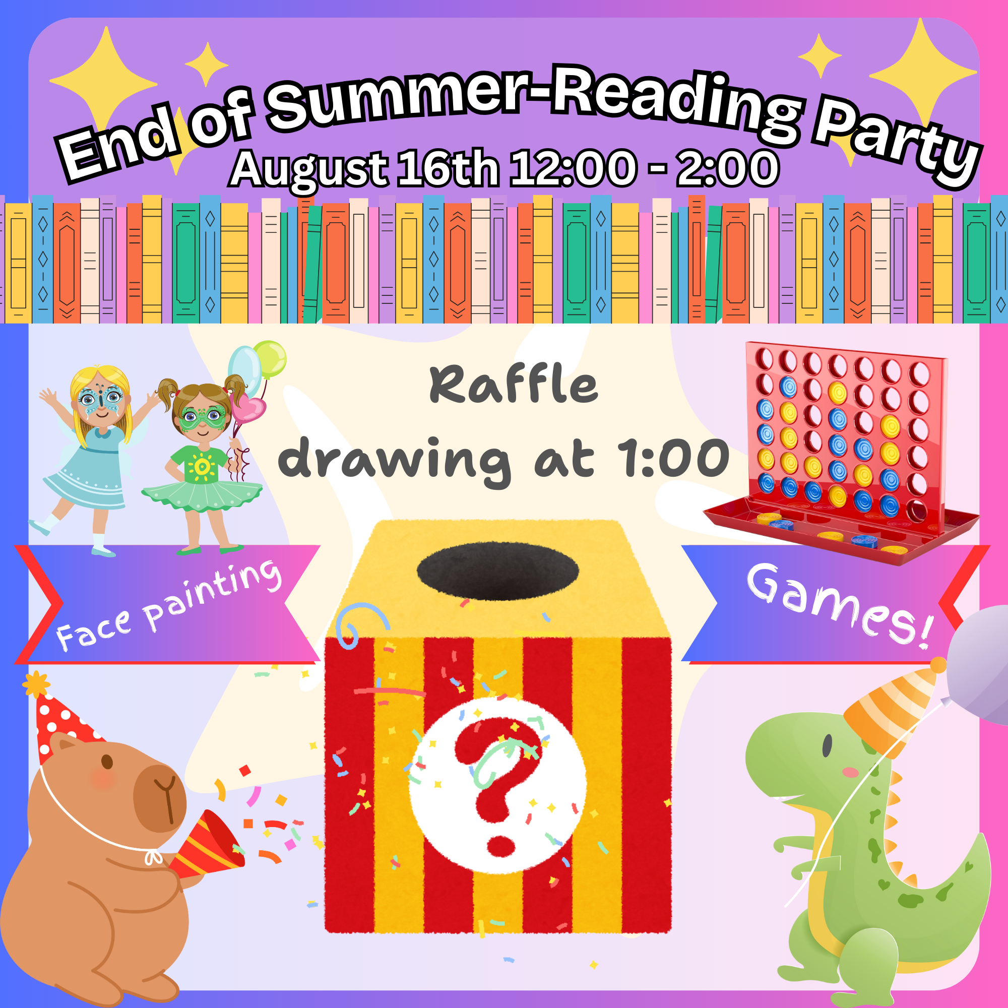End of Summer Reading Party August 16th at 12
