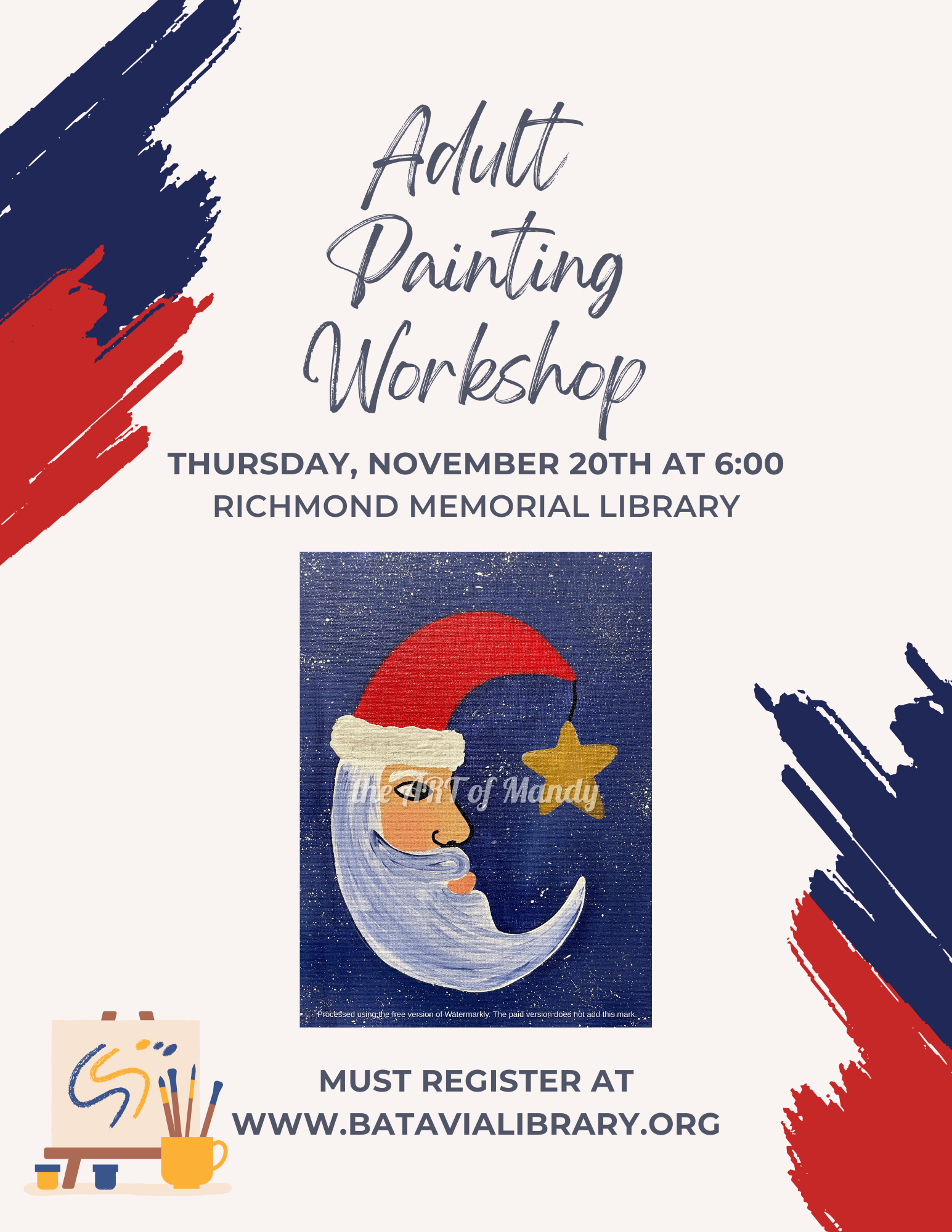 Adult Painting Workshop with The ART of Mandy - Crescent Moon Santa