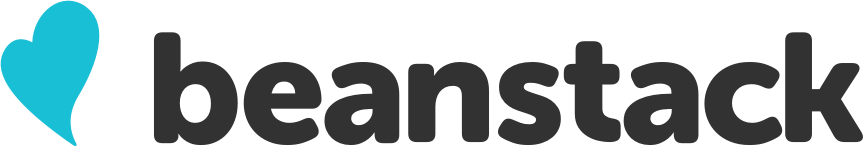 A stylized aqua colored heart that is the Beanstack logo, followed by the word beanstack
