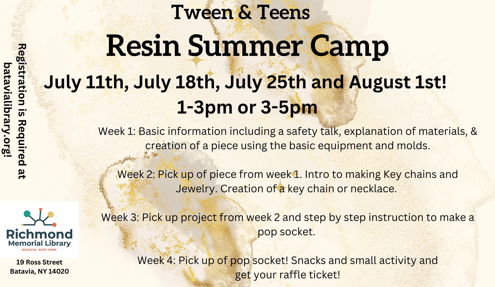 Tweens/Teens Programming: Resin Summer Camp (2nd Offering)