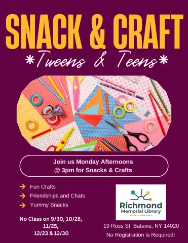 Tween/Teen Programming: Snack & Craft!