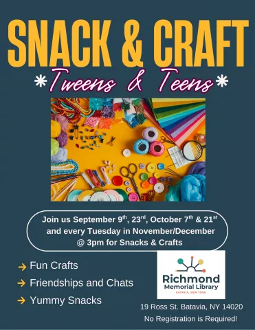 Tween/Teen Programming: Snack &amp; Craft! 