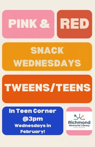 Tween/Teen Programming: Pink &amp; Red (Valentine's Month) Snack Wednesdays! 