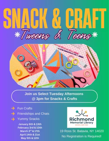 Tween/Teen Programming: Snack &amp; Craft! 