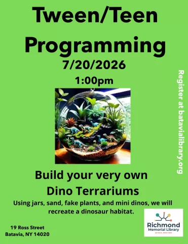 Tween/Teen Programming: Make your very own Dino Terrariums!